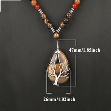 Indlæs billede til gallerivisning Handmadebynepal Natural Stones Beaded Tiger Eye Necklaces for Men women Tree of Life Pendants Yoga Beads 7 Chakra Reiki Female Jewelry  Handmadebynepal   