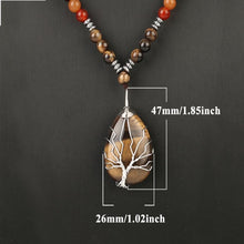 Load image into Gallery viewer, Handmadebynepal Natural Stones Beaded Tiger Eye Necklaces for Men women Tree of Life Pendants Yoga Beads 7 Chakra Reiki Female Jewelry  Handmadebynepal   