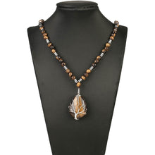 Carica l&#39;immagine nel visualizzatore di Gallery, Handmadebynepal Natural Stones Beaded Tiger Eye Necklaces for Men women Tree of Life Pendants Yoga Beads 7 Chakra Reiki Female Jewelry  Handmadebynepal   