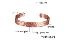 Load image into Gallery viewer, Matte Copper Magnetic Bracelet Men Arthritis Adjustable High Magnets 10mm Men Cuff Bracelet Magnetic Energy Bracelet Male  Handmadebynepal   