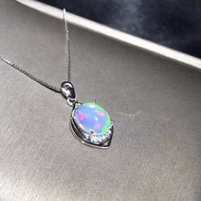 Laden Sie das Bild in den Galerie-Viewer, Natural Opal Necklace, Australian mining area, color changing and colorful, 925 silver  Handmadebynepal   