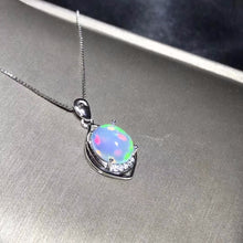 Load image into Gallery viewer, Natural Opal Necklace, Australian mining area, color changing and colorful, 925 silver  Handmadebynepal   
