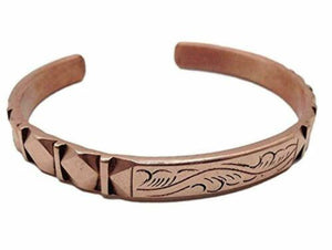 Healing Lama Hand Forged 100% Copper Bracelet. Made with Solid and High Gauge Pure Copper.  geneviere Carved  