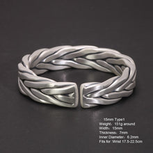 Indlæs billede til gallerivisning handmadebynepal Heavy 999 Sterling Silver Braided Bracelet For Men Retro Solid Thick Handmade Viking Jewelry Opening Adjustable  Handmadebynepal   
