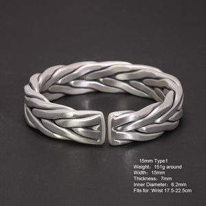 handmadebynepal Heavy 999 Sterling Silver Braided Bracelet For Men Retro Solid Thick Handmade Viking Jewelry Opening Adjustable  Handmadebynepal   