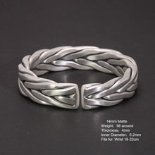 Indlæs billede til gallerivisning handmadebynepal Heavy 999 Sterling Silver Braided Bracelet For Men Retro Solid Thick Handmade Viking Jewelry Opening Adjustable  Handmadebynepal   