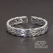 Indlæs billede til gallerivisning handmadebynepal Heavy 999 Sterling Silver Braided Bracelet For Men Retro Solid Thick Handmade Viking Jewelry Opening Adjustable  Handmadebynepal   