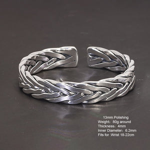 handmadebynepal Heavy 999 Sterling Silver Braided Bracelet For Men Retro Solid Thick Handmade Viking Jewelry Opening Adjustable  Handmadebynepal   