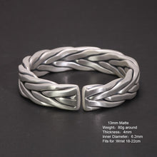 Laden Sie das Bild in den Galerie-Viewer, handmadebynepal Heavy 999 Sterling Silver Braided Bracelet For Men Retro Solid Thick Handmade Viking Jewelry Opening Adjustable  Handmadebynepal   