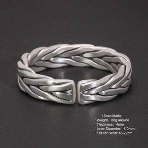 handmadebynepal Heavy 999 Sterling Silver Braided Bracelet For Men Retro Solid Thick Handmade Viking Jewelry Opening Adjustable  Handmadebynepal   