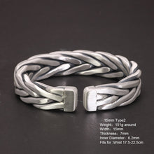 Carica l&#39;immagine nel visualizzatore di Gallery, handmadebynepal Heavy 999 Sterling Silver Braided Bracelet For Men Retro Solid Thick Handmade Viking Jewelry Opening Adjustable  Handmadebynepal   