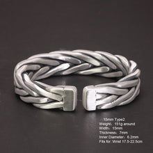 Indlæs billede til gallerivisning handmadebynepal Heavy 999 Sterling Silver Braided Bracelet For Men Retro Solid Thick Handmade Viking Jewelry Opening Adjustable  Handmadebynepal   