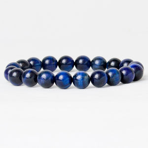 High Quality Blue Tiger Eye Buddha Bracelets Natural Stone Round Beads Elasticity Rope Men Women Bracelet  Handmadebynepal   
