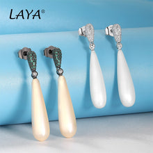 画像をギャラリービューアに読み込む, Real New Fashion Elongated Pearl Dangle Earrings For Women Wedding Jewelry Gift Temperament Cubic Zirconia Eardrop  Handmadebynepal   