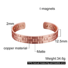 Load image into Gallery viewer, Matte Copper Magnetic Bracelet Men Arthritis Adjustable High Magnets 10mm Men Cuff Bracelet Magnetic Energy Bracelet Male  Handmadebynepal   