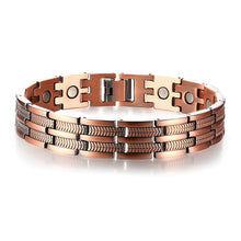 Afbeelding in Gallery-weergave laden, Mens Elegant Pure Copper Magnetic Therapy Link Bracelet Pain Relief for Arthritis and Carpal Tunnel Male Jewelry  Handmadebynepal Antique Copper  