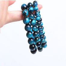 画像をギャラリービューアに読み込む, Natural Blue Tiger Eye Stone Beads Bracelets Yoga Stone Bracelets for Men Women Elastic Rope Jewelry Making Needlework  Handmadebynepal   
