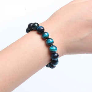 Natural Blue Tiger Eye Stone Beads Bracelets Yoga Stone Bracelets for Men Women Elastic Rope Jewelry Making Needlework  Handmadebynepal   