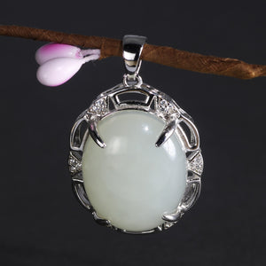 Natural Gemstone Jade Lucky Pendant Genuine Sterling Silver 925 For Women Geometrical Necklace Jewelry Making  Handmadebynepal   