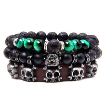Afbeelding in Gallery-weergave laden, Natural Labradorite Bracelets Set Clear Energy Real Hematite Bracelets Men Polished Black Onyx Stone Beads Bracelets For Women  Handmadebynepal 19cm green wolf 