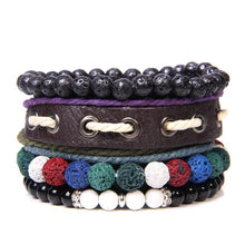 Afbeelding in Gallery-weergave laden, Natural Labradorite Bracelets Set Clear Energy Real Hematite Bracelets Men Polished Black Onyx Stone Beads Bracelets For Women  Handmadebynepal 19cm lava stone 