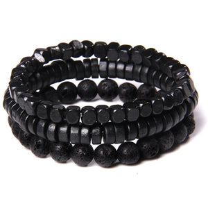 Natural Labradorite Bracelets Set Clear Energy Real Hematite Bracelets Men Polished Black Onyx Stone Beads Bracelets For Women  Handmadebynepal   