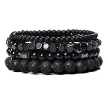 Afbeelding in Gallery-weergave laden, Natural Labradorite Bracelets Set Clear Energy Real Hematite Bracelets Men Polished Black Onyx Stone Beads Bracelets For Women  Handmadebynepal 19cm 1 