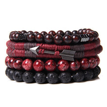 Afbeelding in Gallery-weergave laden, Natural Labradorite Bracelets Set Clear Energy Real Hematite Bracelets Men Polished Black Onyx Stone Beads Bracelets For Women  Handmadebynepal 19cm red arrow 