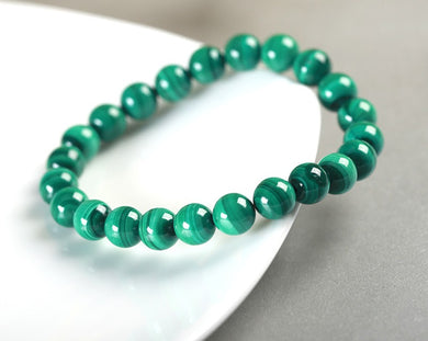 Natural Semi Precious Stone Round Malachite Beads Bracelet Green Color  6mm/8mm/10mm Size For Choose Lucky Amulet Prayer  Handmadebynepal   