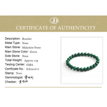 Indlæs billede til gallerivisning Natural Semi Precious Stone Round Malachite Beads Bracelet Green Color  6mm/8mm/10mm Size For Choose Lucky Amulet Prayer  Handmadebynepal   
