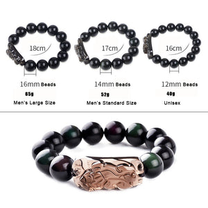 Handmadebynepal Natural Stone Men Bracelet Black Obsidian Beads With Ice Obsidian Pixiu Brave Troops Rosary Buddha Jewelry For Men And Women  Handmadebynepal   