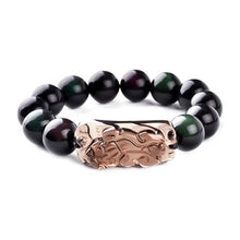 Carica l&#39;immagine nel visualizzatore di Gallery, Handmadebynepal Natural Stone Men Bracelet Black Obsidian Beads With Ice Obsidian Pixiu Brave Troops Rosary Buddha Jewelry For Men And Women  Handmadebynepal   