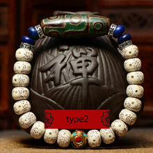 Afbeelding in Gallery-weergave laden, Natural Xingyue Bodhi Seed Bracelet With Dzi 9 Eyes Tibetan Buddhism Mala Beads Bracelet Unisex Prayer Meditation OM Jewelry  Handmadebynepal type2  