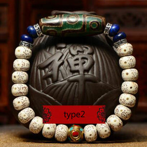 Natural Xingyue Bodhi Seed Bracelet With Dzi 9 Eyes Tibetan Buddhism Mala Beads Bracelet Unisex Prayer Meditation OM Jewelry  Handmadebynepal type2  