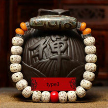Afbeelding in Gallery-weergave laden, Natural Xingyue Bodhi Seed Bracelet With Dzi 9 Eyes Tibetan Buddhism Mala Beads Bracelet Unisex Prayer Meditation OM Jewelry  Handmadebynepal type3  