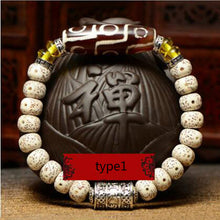 Load image into Gallery viewer, Natural Xingyue Bodhi Seed Bracelet With Dzi 9 Eyes Tibetan Buddhism Mala Beads Bracelet Unisex Prayer Meditation OM Jewelry  Handmadebynepal type1  