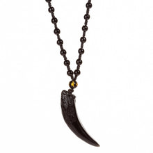 Carica l&#39;immagine nel visualizzatore di Gallery, Nature Obsidian Wolf Tooth Pendant Necklaces Lucky Beaded Rope Couple Necklaces Black and Ice Obsidian Amulets Necklaces Jewelry  genevierejoy   