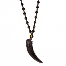 Load image into Gallery viewer, Nature Obsidian Wolf Tooth Pendant Necklaces Lucky Beaded Rope Couple Necklaces Black and Ice Obsidian Amulets Necklaces Jewelry  genevierejoy   