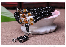 Charger l&#39;image dans la galerie, Black Obsidian Tiger Eye Crystal 108 Prayer Beads Bracelet Necklace Tibet Buddhist Buddha Meditation Mala Lucky Jewelry Gift  geneviere   