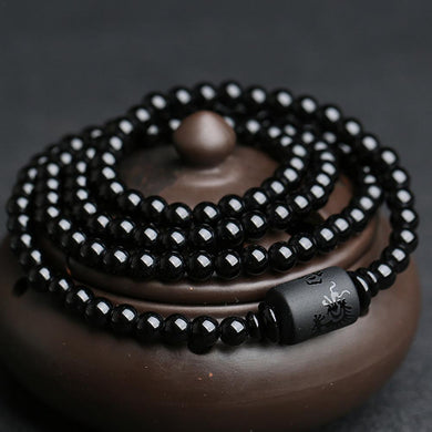Handmadebynepal New Natural Black Obsidian Bead Dragon Phoenix Strand Bracelet For Men Women Couples Lovers Totem Buddha Lucky Amulet Jewelry  Handmadebynepal   
