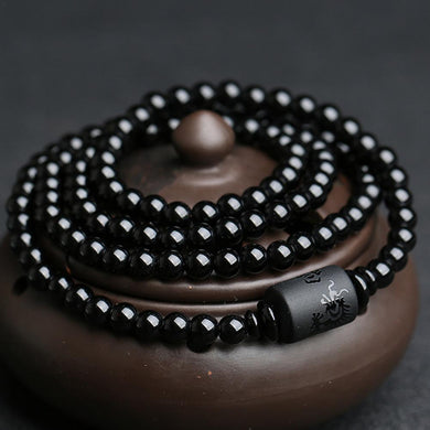 Handmadebynepal New Natural Black Obsidian Bead Dragon Phoenix Strand Bracelet For Men Women Couples Lovers Totem Buddha Lucky Amulet Jewelry  Handmadebynepal   