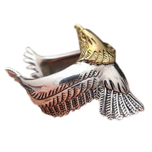 Load image into Gallery viewer, New S925 pure silver jewelry Thai silver domineering golden eagle head personalized flying eagle ring solid 925 silver man ring  Handmadebynepal   