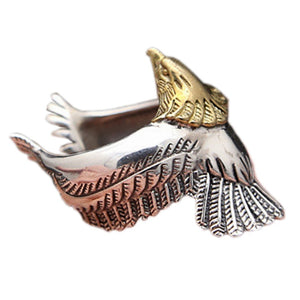 New S925 pure silver jewelry Thai silver domineering golden eagle head personalized flying eagle ring solid 925 silver man ring  Handmadebynepal   