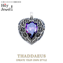 Charger l&#39;image dans la galerie, Pendant Purple Winged Heart Brand New 925 Sterling Silver Glam Jewelry Europe Accessorie Gift For Woman  Handmadebynepal purple  