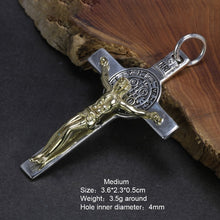 Load image into Gallery viewer, Real 925 Sterling Silver Catholic Cross Pendant Amulet Necklace Jesus Christ Jewelry for Men and Women  Handmadebynepal Medium  