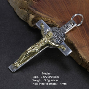 Real 925 Sterling Silver Catholic Cross Pendant Amulet Necklace Jesus Christ Jewelry for Men and Women  Handmadebynepal Medium  