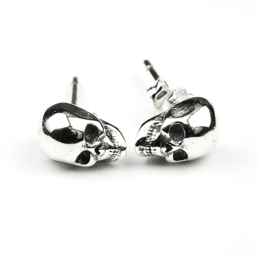 Real 925 Sterling Silver Skull Earrings Studs Set Small Rock Punk Gothic Vintage Jewelry For Men And Women Brinco Masculino  Handmadebynepal Default  