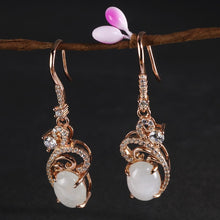 Load image into Gallery viewer, Real 925 Sterling Silver Vintage Jewelry Sets For Women Natural Jade Stone Setting Butterfly And Flowers Design Luxury Jewelry  Handmadebynepal Earrings  