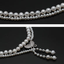 Cargar imagen en el visor de la galería, Real natural freshwater double pearl necklace for women,wedding choker necklace anniversary gift  Handmadebynepal   