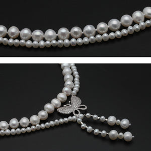 Real natural freshwater double pearl necklace for women,wedding choker necklace anniversary gift  Handmadebynepal   